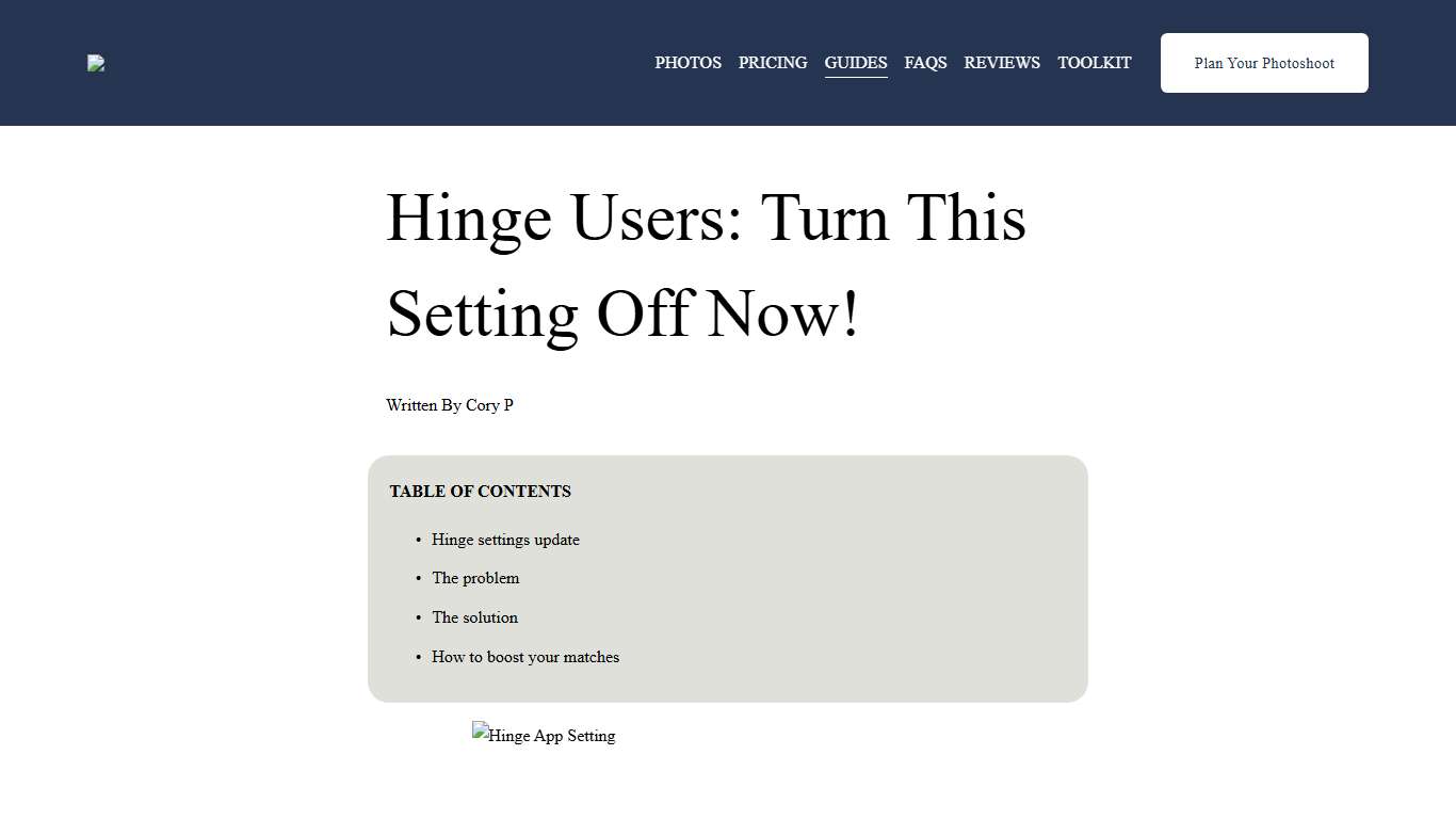 Hinge Users: Turn This Setting Off Now! — Dating Photographer London Klick Me